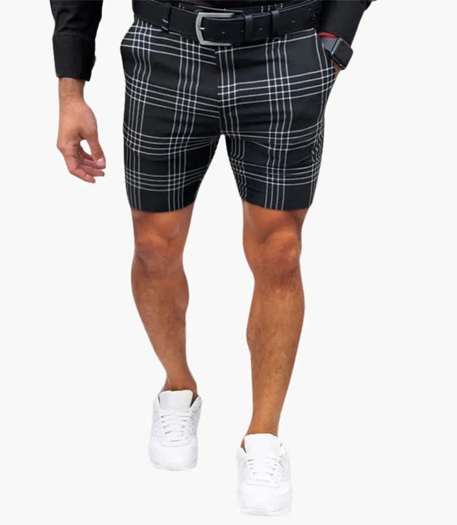 Pantalones cortos casuales a cuadros por encima de la rodilla para hombre de verano