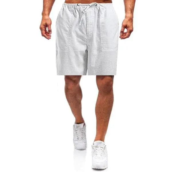 Shorts d'été pour homme, taille élastique avec cordon, décontractés avec poches