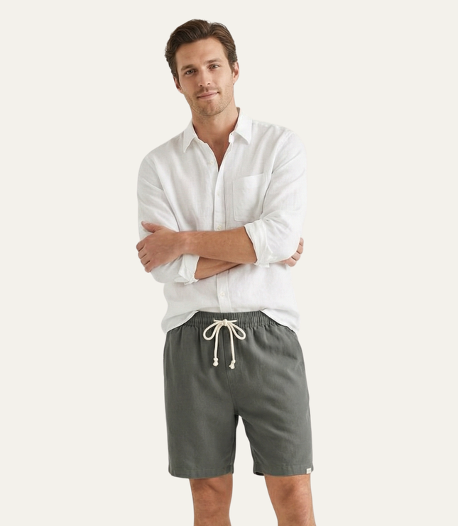 Shorts en lin d'été pour homme avec cordon de serrage, légers, plage décontractée