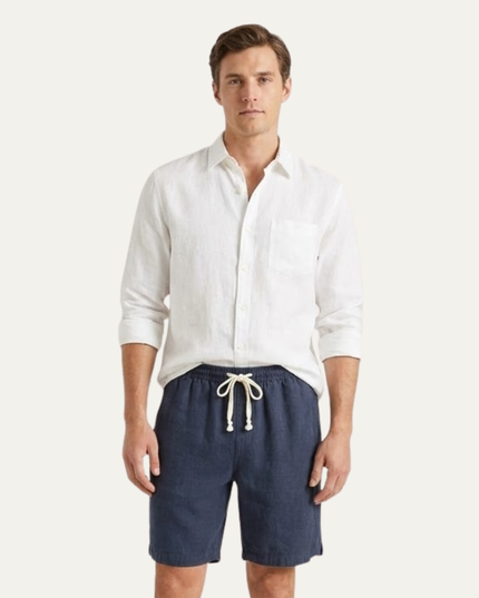 Shorts en lin d'été pour homme avec cordon de serrage, légers, plage décontractée