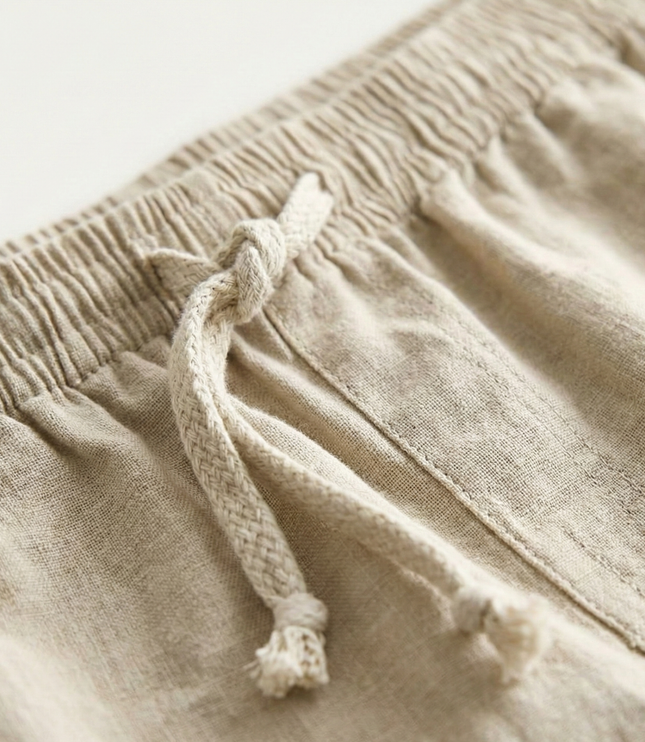 Shorts en lin d'été pour homme avec cordon de serrage, légers, plage décontractée
