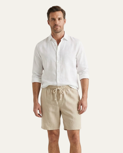 Shorts en lin d'été pour homme avec cordon de serrage, légers, plage décontractée
