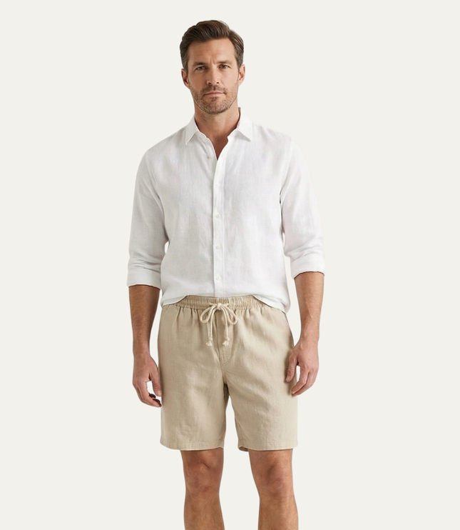 Shorts en lin d'été pour homme avec cordon de serrage, légers, plage décontractée