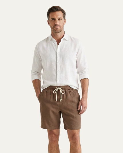 Shorts en lin d'été pour homme avec cordon de serrage, légers, plage décontractée