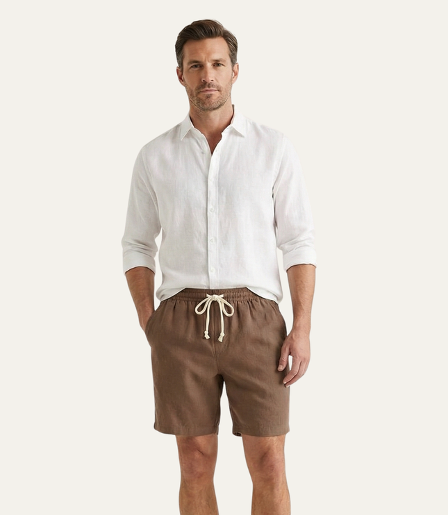 Shorts en lin d'été pour homme avec cordon de serrage, légers, plage décontractée
