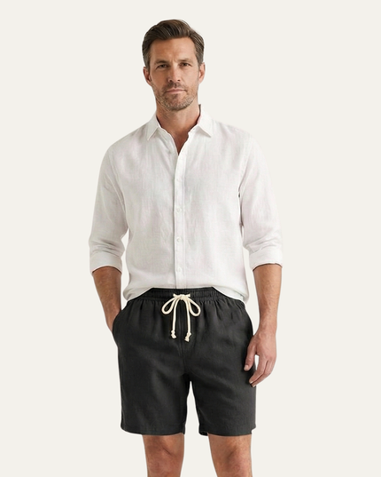 Shorts en lin d'été pour homme avec cordon de serrage, légers, plage décontractée