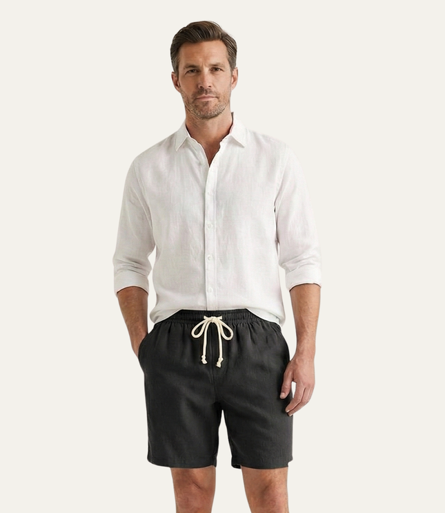 Shorts en lin d'été pour homme avec cordon de serrage, légers, plage décontractée
