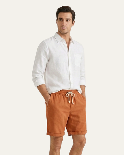 Shorts en lin d'été pour homme avec cordon de serrage, légers, plage décontractée