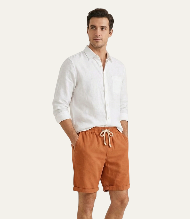 Shorts en lin d'été pour homme avec cordon de serrage, légers, plage décontractée