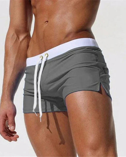 Pantalones cortos de baño con cordón y aberturas laterales para hombre de verano