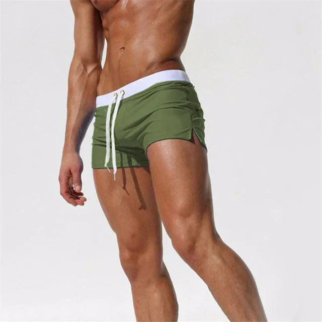 Pantalones cortos de baño con cordón y aberturas laterales para hombre de verano