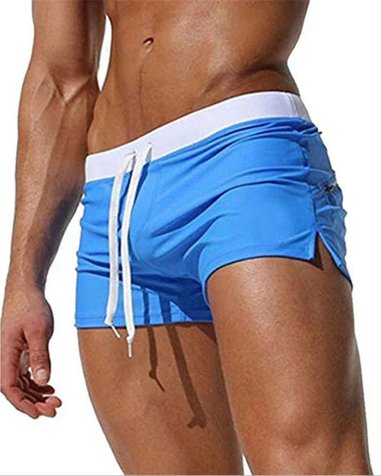 Pantalones cortos de baño con cordón y aberturas laterales para hombre de verano
