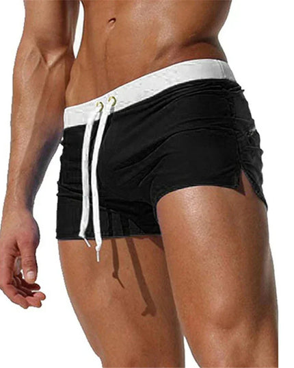 Pantalones cortos de baño con cordón y aberturas laterales para hombre de verano