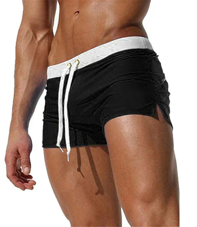 Pantalones cortos de baño con cordón y aberturas laterales para hombre de verano