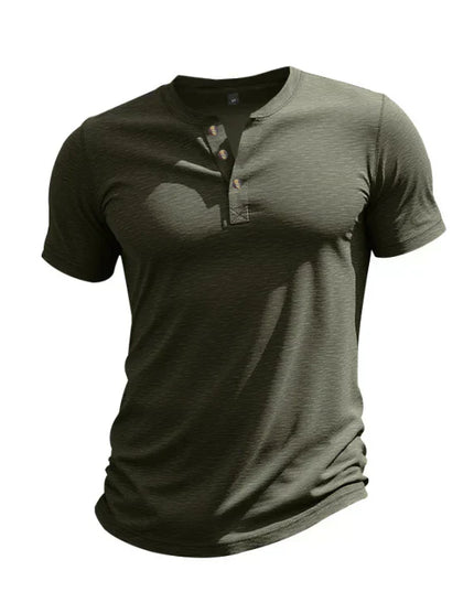 Chemise d'été pour homme à manches courtes style henley avec patte de boutonnage