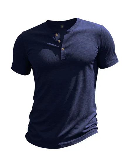 Chemise d'été pour homme à manches courtes style henley avec patte de boutonnage