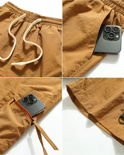 Short cargo léger avec taille élastique pour homme, été