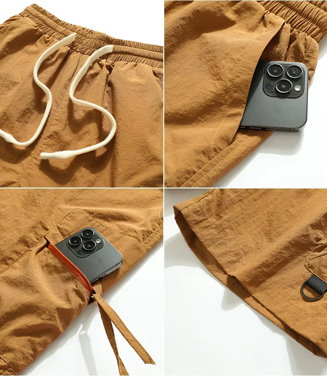 Short cargo léger avec taille élastique pour homme, été