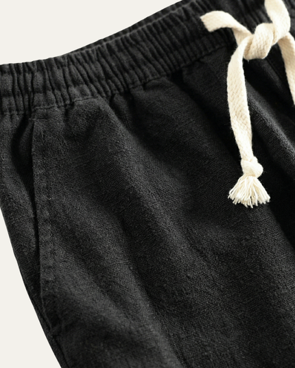Shorts de plage en lin d'été pour homme avec cordon de serrage, légers
