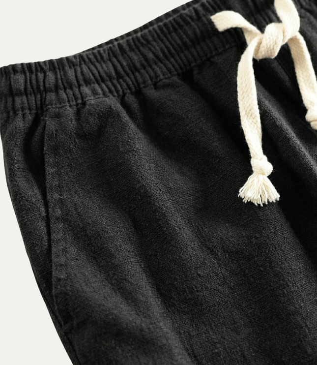 Shorts de plage en lin d'été pour homme avec cordon de serrage, légers