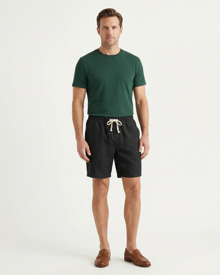 Shorts de plage en lin d'été pour homme avec cordon de serrage, légers