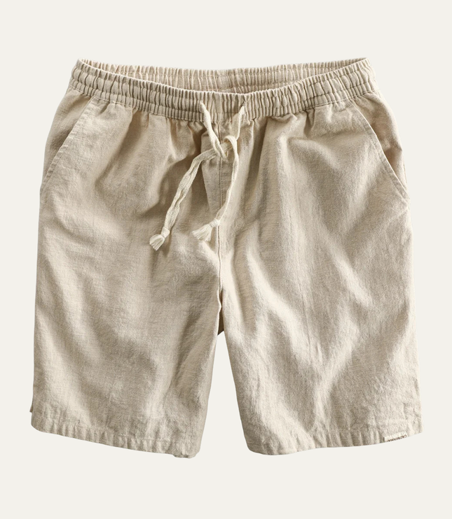 Shorts de plage en lin d'été pour homme avec cordon de serrage, légers