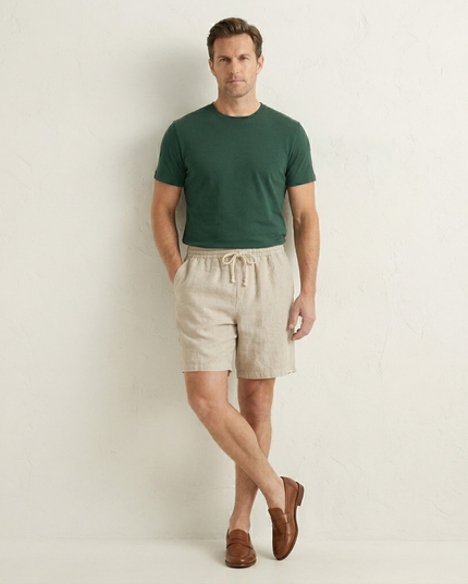 Shorts de plage en lin d'été pour homme avec cordon de serrage, légers
