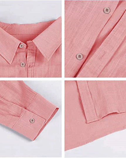 Chemise d'été en lin pour homme à manches longues avec boutons