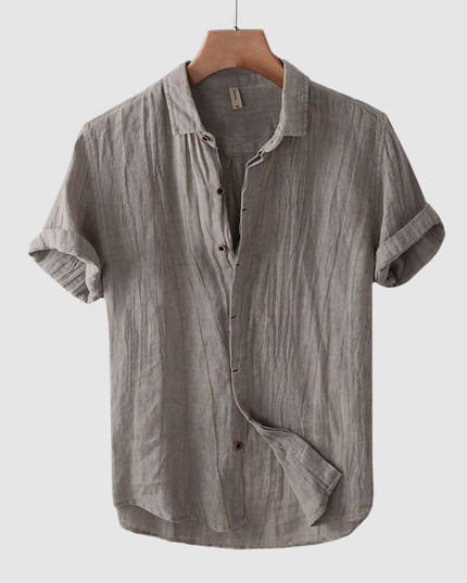 Chemise en lin à manches courtes et boutons pour homme, été