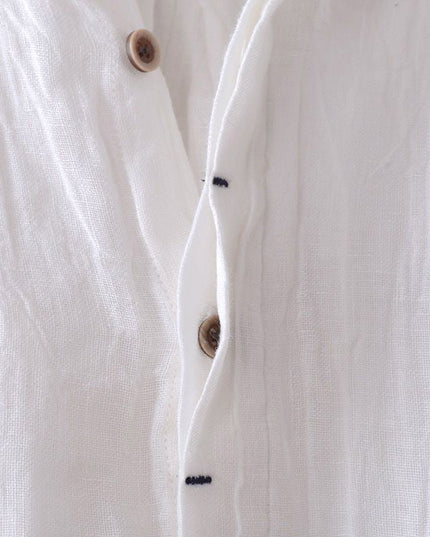 Chemise en lin à manches courtes et boutons pour homme, été