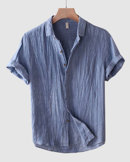 Chemise en lin à manches courtes et boutons pour homme, été