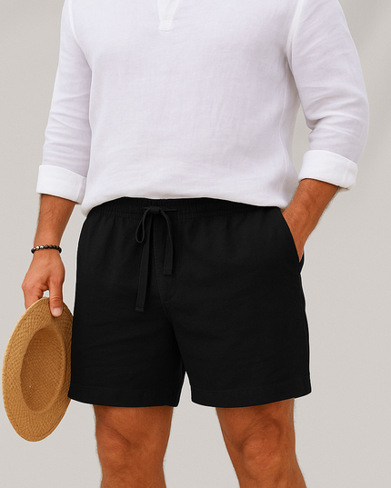 Shorts en lin d'été pour homme avec cordon de serrage, légers, plage décontractée