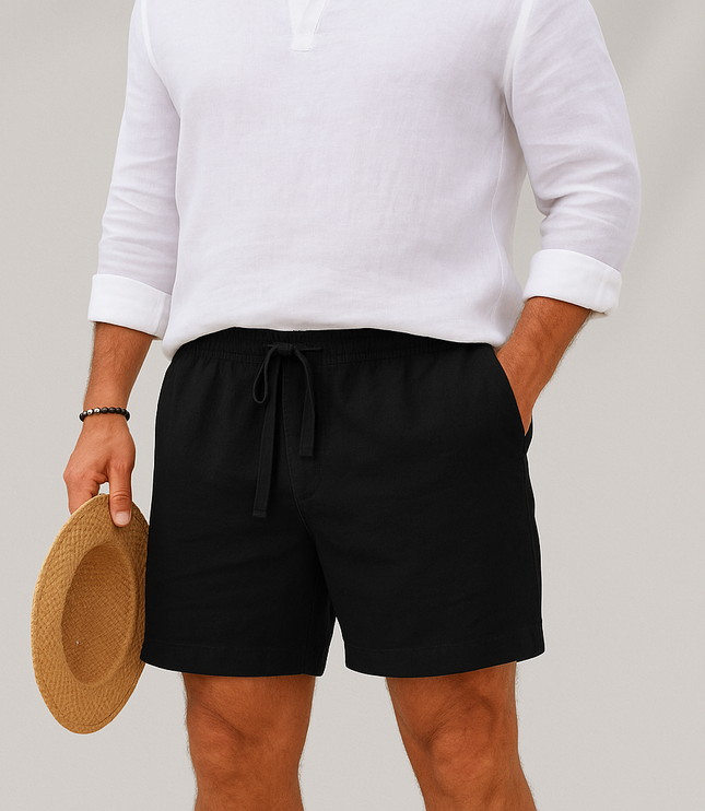 Shorts en lin d'été pour homme avec cordon de serrage, légers, plage décontractée