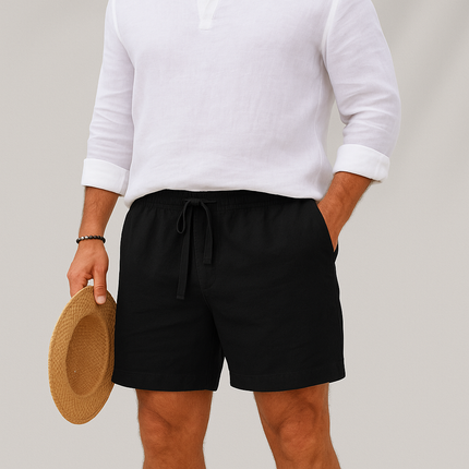 Shorts en lin d'été pour homme avec cordon de serrage, légers, plage décontractée