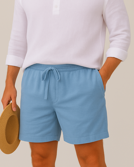 Shorts en lin d'été pour homme avec cordon de serrage, légers, plage décontractée