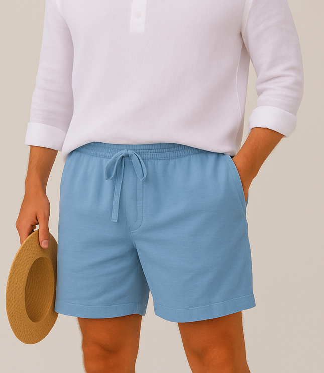 Shorts en lin d'été pour homme avec cordon de serrage, légers, plage décontractée