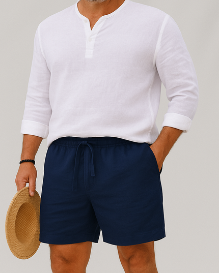 Shorts en lin d'été pour homme avec cordon de serrage, légers, plage décontractée