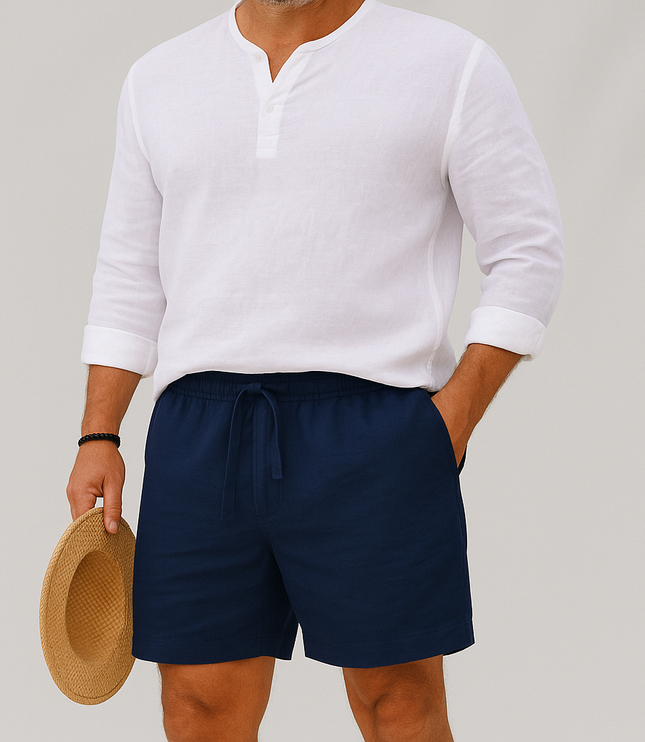 Shorts en lin d'été pour homme avec cordon de serrage, légers, plage décontractée