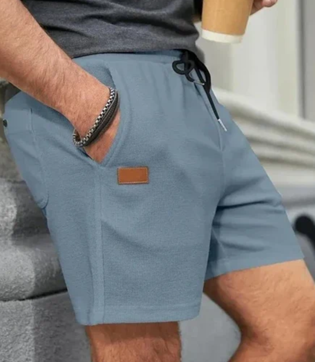 Shorts en lin d'été pour homme avec cordon de serrage et poches