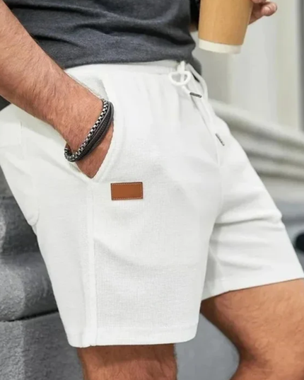 Shorts en lin d'été pour homme avec cordon de serrage et poches