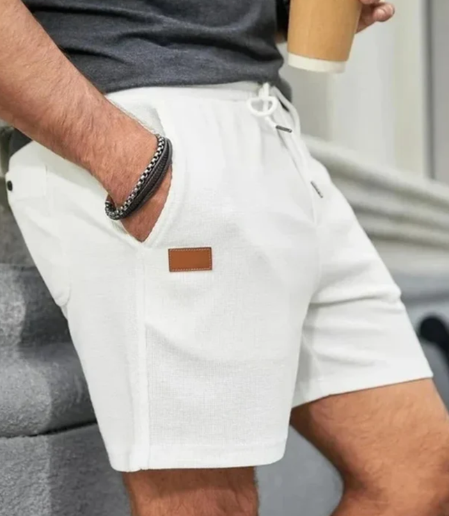 Shorts en lin d'été pour homme avec cordon de serrage et poches