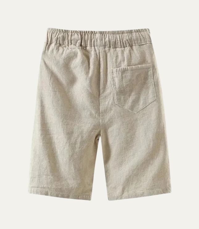Shorts en lin d'été pour homme, longueur genou, cordon de serrage, plage