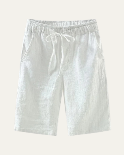 Shorts en lin d'été pour homme, longueur genou, cordon de serrage, plage
