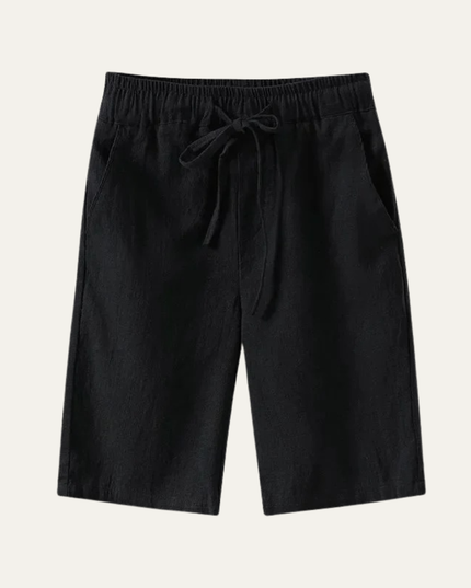Shorts en lin d'été pour homme, longueur genou, cordon de serrage, plage