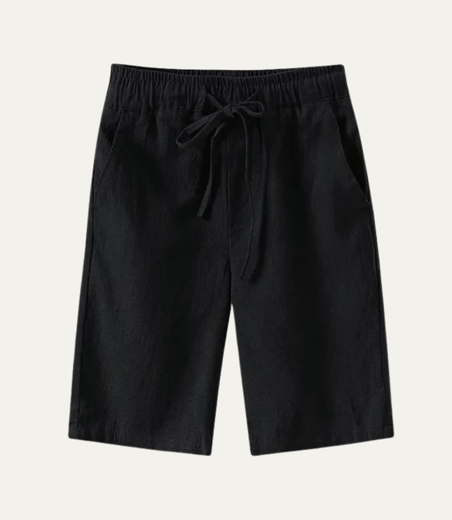 Shorts en lin d'été pour homme, longueur genou, cordon de serrage, plage