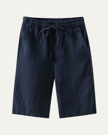 Shorts en lin d'été pour homme, longueur genou, cordon de serrage, plage