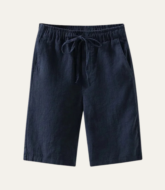 Shorts en lin d'été pour homme, longueur genou, cordon de serrage, plage