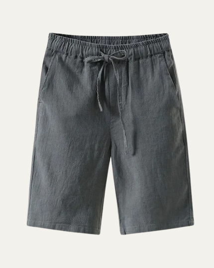 Shorts en lin d'été pour homme, longueur genou, cordon de serrage, plage
