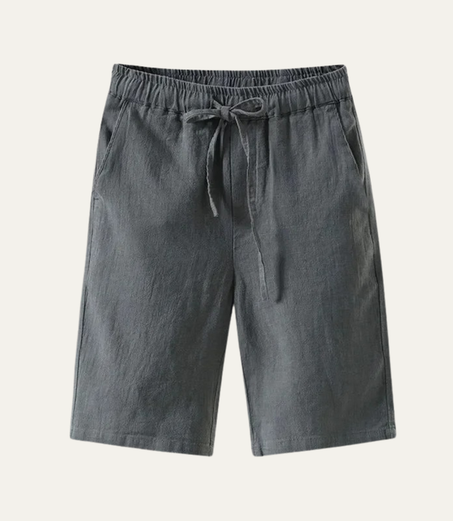 Shorts en lin d'été pour homme, longueur genou, cordon de serrage, plage
