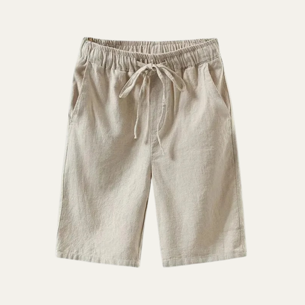 Shorts en lin d'été pour homme, longueur genou, cordon de serrage, plage
